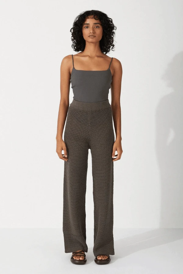 Charcoal Cotton Crochet Pant 4 Charcoal Cotton Crochet Pant - Image 2