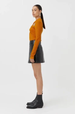 Nemesia Long Sleeve Top Burnt Orange -Faithfull The Brand || Commando || Rebecca Vallance Shop C M CAMILLA AND MARC Nemesia cutout waffle textured top orange 1 640x960copy