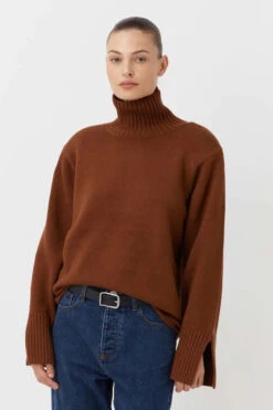 Alder Knit Turtleneck Chocolate