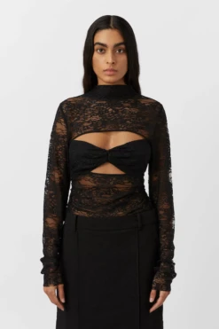 Angelo Lace Top Black