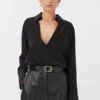 Bridgette Blouse Black -Faithfull The Brand || Commando || Rebecca Vallance Shop C M CAMILLA AND MARC bridgette silk blouse top black 8 640x960copy