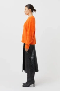 Caprani Sweater Coral 9 Caprani Sweater Coral -Faithfull The Brand || Commando || Rebecca Vallance Shop C M CAMILLA AND MARC caprani fluffy crew neck knit sweater coral orange 2 640x960copy