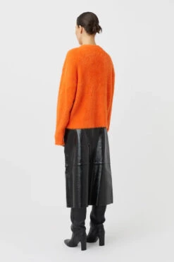 Caprani Sweater Coral 10 Caprani Sweater Coral -Faithfull The Brand || Commando || Rebecca Vallance Shop C M CAMILLA AND MARC caprani fluffy crew neck knit sweater coral orange 5 640x960copy