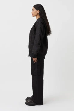 Veronne Textured Bomber -Faithfull The Brand || Commando || Rebecca Vallance Shop C M CAMILLA AND MARC veronne textured bomber jacket black 3 640x960copy