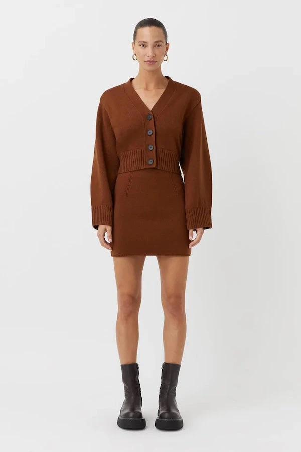 Alder Knit Crop Cardi Chocolate 4 Alder Knit Crop Cardi Chocolate - Image 2