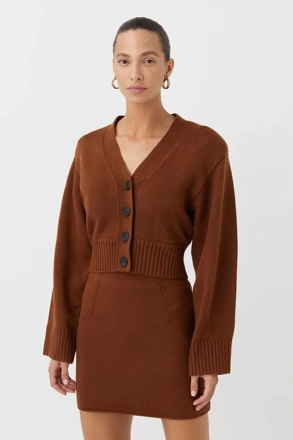Alder Knit Crop Cardi Chocolate 3 Alder Knit Crop Cardi Chocolate