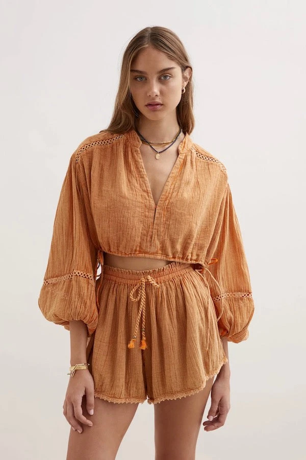 Topaz Gauze Crop Blouse 3 Topaz Gauze Crop Blouse