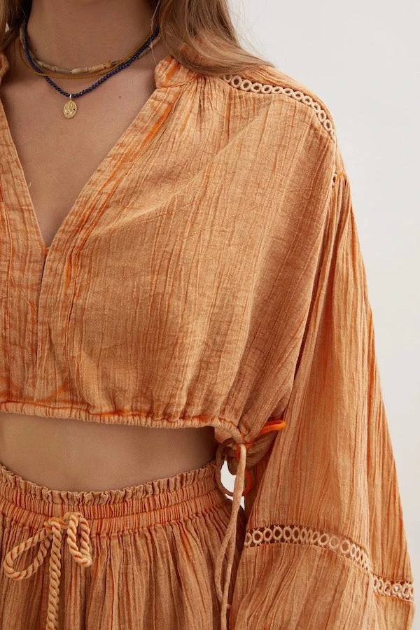 Topaz Gauze Crop Blouse 4 Topaz Gauze Crop Blouse - Image 2