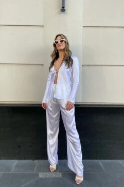 Relaxed Silk Boy Pant White