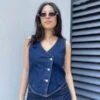 Denim Vest Rinse Denim 2 Denim Vest Rinse Denim -Faithfull The Brand || Commando || Rebecca Vallance Shop IMG 3309