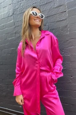 Relaxed Silk Boy Pant Pink -Faithfull The Brand || Commando || Rebecca Vallance Shop IMG 52662