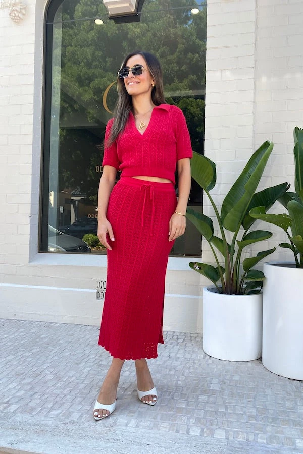 Exclusive Eliza Knit Skirt Cherry 3 Exclusive Eliza Knit Skirt Cherry