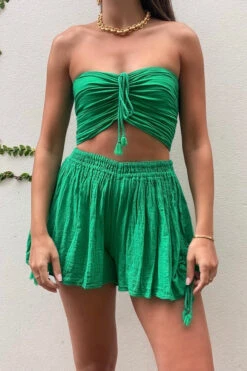 Ruched Tube Top Emerald