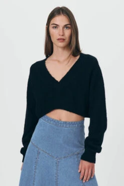 Kiara Knit Cropped Jumper Noir