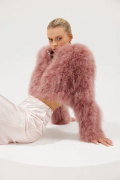 Manhattan Feather Jacket Mauve -Faithfull The Brand || Commando || Rebecca Vallance Shop ManhattanCropJacket Mauve 06