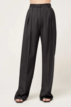 Wide Leg Wool Boy Pant Black