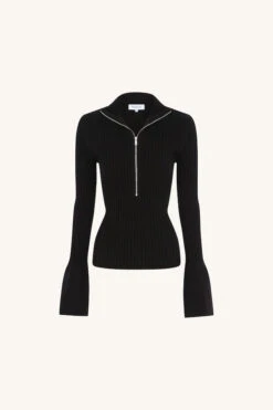 Travis Zip Knit Top Noir -Faithfull The Brand || Commando || Rebecca Vallance Shop Travis Zip Knit Jumper Noir ROWIE ICON MARCH AW 23 1600x1600copy