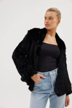 Valencia Fur Jacket Black -Faithfull The Brand || Commando || Rebecca Vallance Shop ValenciaJacket Black 05